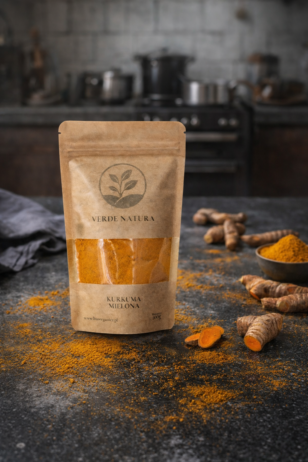 Kurkuma mielona 1kg Wysoka Zawartość Kurkuminy Verde Natura